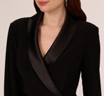 Jersey Wide Leg Tuxedo Jumpsuit With Charmeuse Details In Black 4