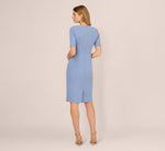 Short Sleeve Bow Waist Sheath Dress In French Blue 5
