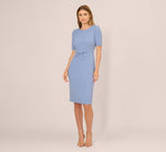 Short Sleeve Bow Waist Sheath Dress In French Blue 7