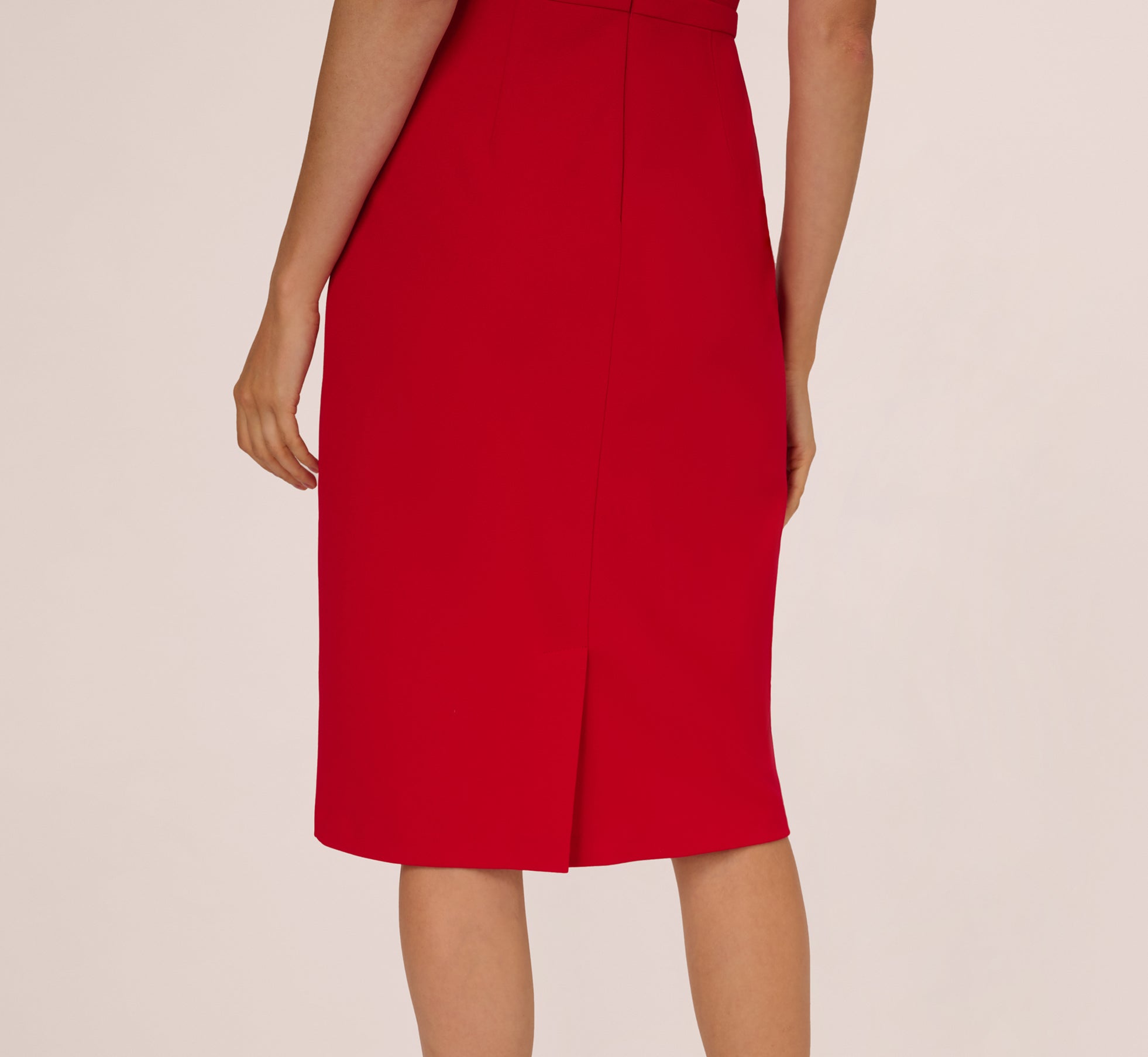 RED Short Sleeve Bow Waist Sheath Dress