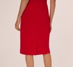 Short Sleeve Bow Waist Sheath Dress In Red 4