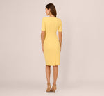 Short Sleeve Bow Waist Sheath Dress In Warm Sun 5