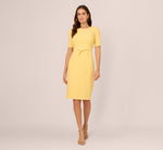 Short Sleeve Bow Waist Sheath Dress In Warm Sun 2
