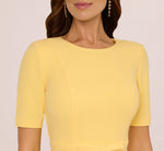 Short Sleeve Bow Waist Sheath Dress In Warm Sun 3