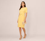 Short Sleeve Bow Waist Sheath Dress In Warm Sun 1