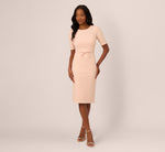 Short Sleeve Bow Waist Sheath Dress In Blush 2