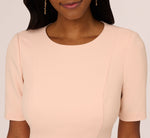 Short Sleeve Bow Waist Sheath Dress In Blush 3