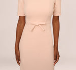 Short Sleeve Bow Waist Sheath Dress In Blush 4
