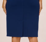 Short Sleeve Bow Waist Sheath Dress In Navy Sateen 4