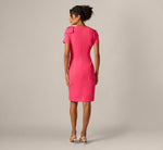 Short Sleeve Bow Shoulder Sheath Dress In Camellia 5