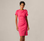 Short Sleeve Bow Shoulder Sheath Dress In Camellia 2