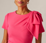 Short Sleeve Bow Shoulder Sheath Dress In Camellia 3