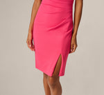 Short Sleeve Bow Shoulder Sheath Dress In Camellia 4