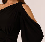 One Shoulder Split Sleeve Jersey Jumpsuit In Black 3