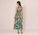 Floral Chiffon Halter Midi Dress In Green Multi 5