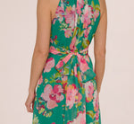 Floral Chiffon Halter Midi Dress In Green Multi 4