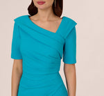 Short Sleeve Asymmetrical Wide Leg Crepe Jumpsuit In Bel Air Blue 3