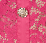 Cap Sleeve Rhinestone Button Lace Short Dress In Petunia 7