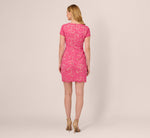 Cap Sleeve Rhinestone Button Lace Short Dress In Petunia 6