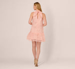 Halter Burnout Floral Flounce Trapeze Dress In Blush 6