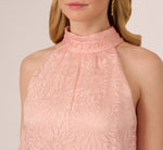 Halter Burnout Floral Flounce Trapeze Dress In Blush 4