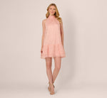 Halter Burnout Floral Flounce Trapeze Dress In Blush 8