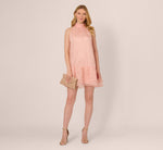 Halter Burnout Floral Flounce Trapeze Dress In Blush 2