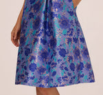 Sleeveless Floral Jacquard Fit And Flare Dress In Blue Multi 4