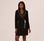 Pearl Wrap Blazer Short Dress In Black 2