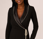 Pearl Wrap Blazer Short Dress In Black 4