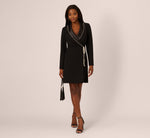 Pearl Wrap Blazer Short Dress In Black 1
