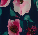 Cap Sleeve Floral Chiffon A Line Midi Dress In Navy Pink Multi 7