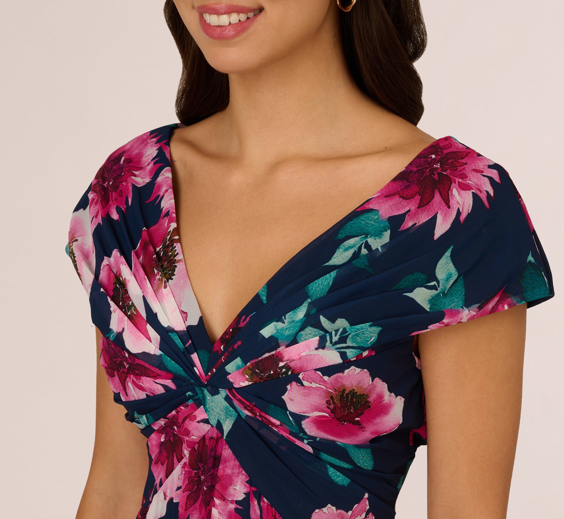 adrianna papell chiffon overlay a line dress ADRIANNA PAPELL Chiffon-Overlay A-Line Dress Black Size S $99