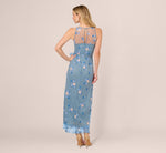 Sleeveless Illusion Embroidered Maxi Dress In French Blue Multi 6