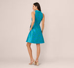 Sleeveless Printed Tie Front Short Dress In Blue Green 6