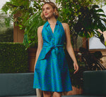 Sleeveless Printed Tie Front Short Dress In Blue Green 1