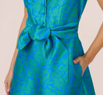 Sleeveless Printed Tie Front Short Dress In Blue Green 5