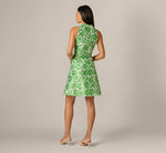Sleeveless Printed Tie Front Short Dress In Ivory Green 5