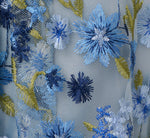 Sleeveless Square Neck Floral Embroidered Midi Dress In Blue Multi 6