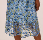Sleeveless Square Neck Floral Embroidered Midi Dress In Blue Multi 4