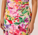 Plus Size One Shoulder Rosette Floral Sheath Dress In Pink Multi 4