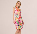 One Shoulder Rosette Floral Sheath Dress In Pink Multi 3