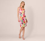One Shoulder Rosette Floral Sheath Dress In Pink Multi 8