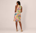 Floral Ruffle Chiffon Halter Trapeze Dress In Pink Multi 5