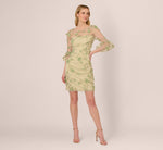 Bell Sleeve Floral Embroidered Illusion Sheath Dress In Sage Multi 2