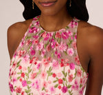 Floral Embroidered Flounce Halter Dress In Pink Multi 5