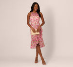 Floral Embroidered Flounce Halter Dress In Pink Multi 2