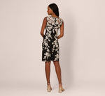 Sleeveless Illusion Floral Embroidery Sheath Dress In Black Ivory 5