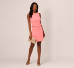 Sleeveless Ruffle Peplum Sheath Dress In Salmon Pink 1