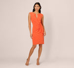 Sleeveless Jersey Keyhole Draped Sheath Dress In Papaya 7